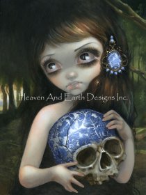 Blue Willow Skull