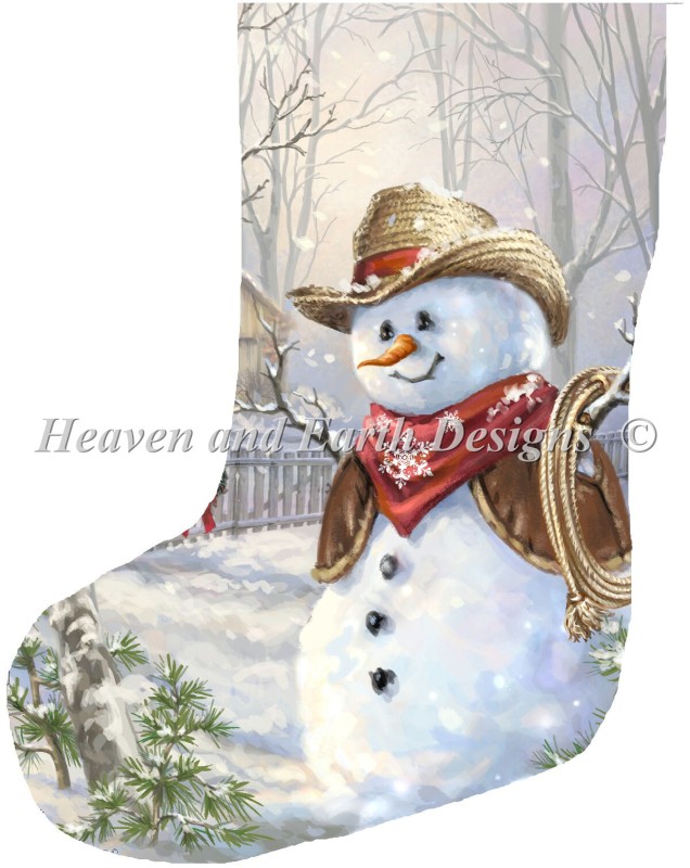 Stocking Cowboy Snowman - Click Image to Close