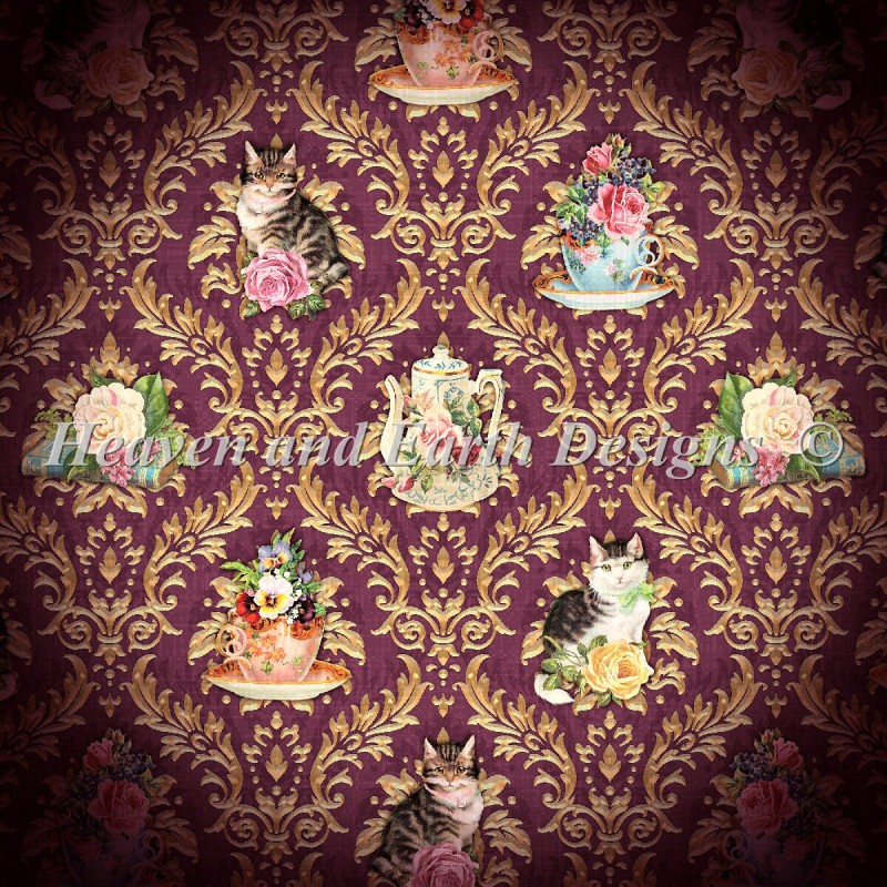 Teatime Damask Material Pack - Click Image to Close