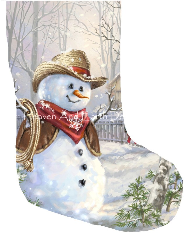 Stocking Cowboy Snowman Flipped - Click Image to Close