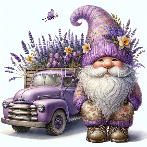 Mini Lavender Gnome Truck