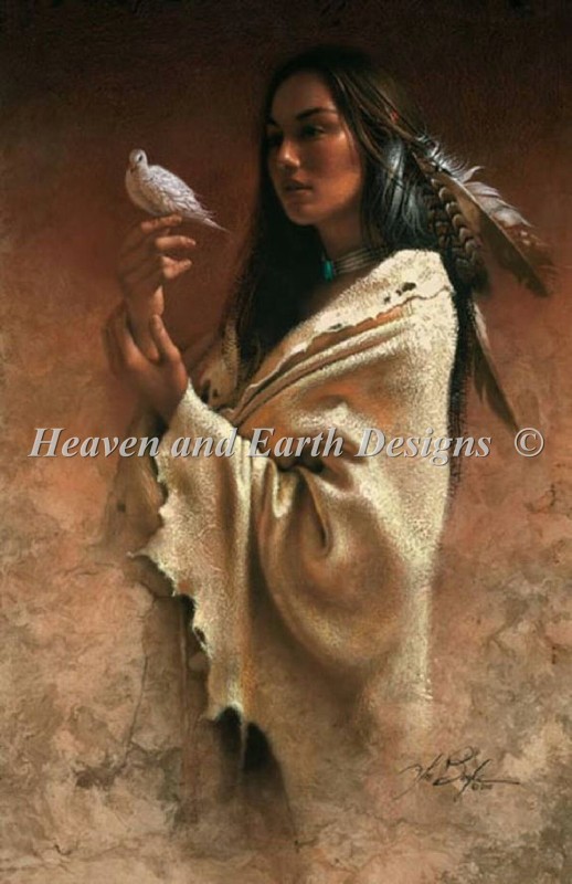 Native Girl With Dove - Click Image to Close