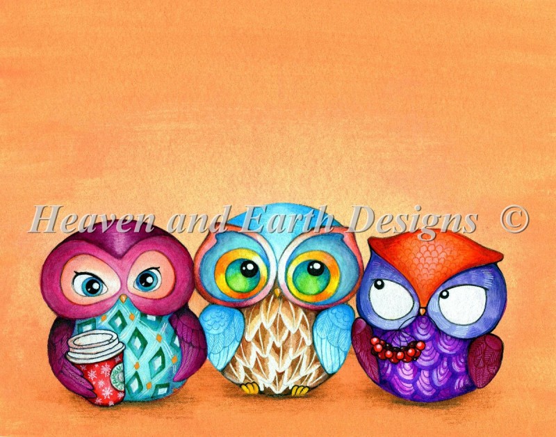 Mini Autumn Owl Trio NO BK - Click Image to Close