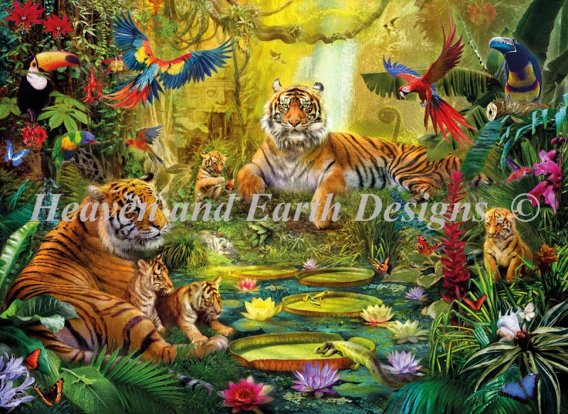 Supersized Tiger Family In The Jungle Max Colors - Click Image to Close