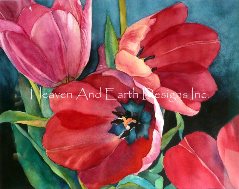 Mini 3 Red Tulips - Click Image to Close
