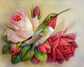 Diamond Painting Canvas - Mini Hummingbirds In Roses