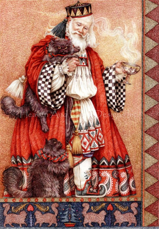Father Christmas With Cats Max Colors - Click Image to Close