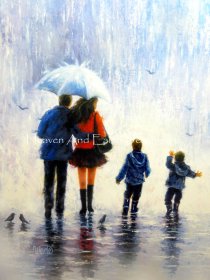 Rain Family Two Boys