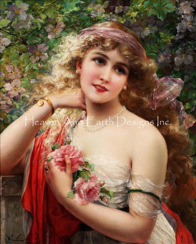 Young Lady With Roses - Click Image to Close