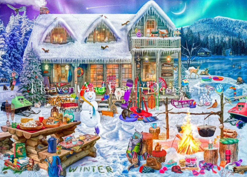 Supersized Family Winter Cabin Max Colors - Click Image to Close