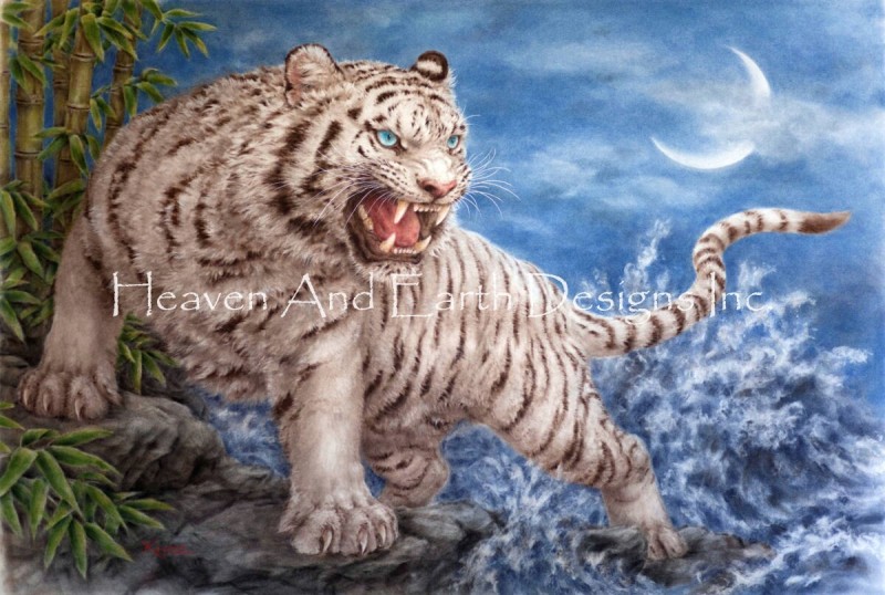 Supersized White Tiger And The Waves Max Colors - Click Image to Close